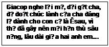 Text Box: Giacop nghe lời mẹ, dối gạt cha, để đoạt chúc lành của cha đáng lẽ dành cho con cả là Êsau, vì thế đã gây nên mối hận thù sâu nặng, lâu dài giữa hai anh em…